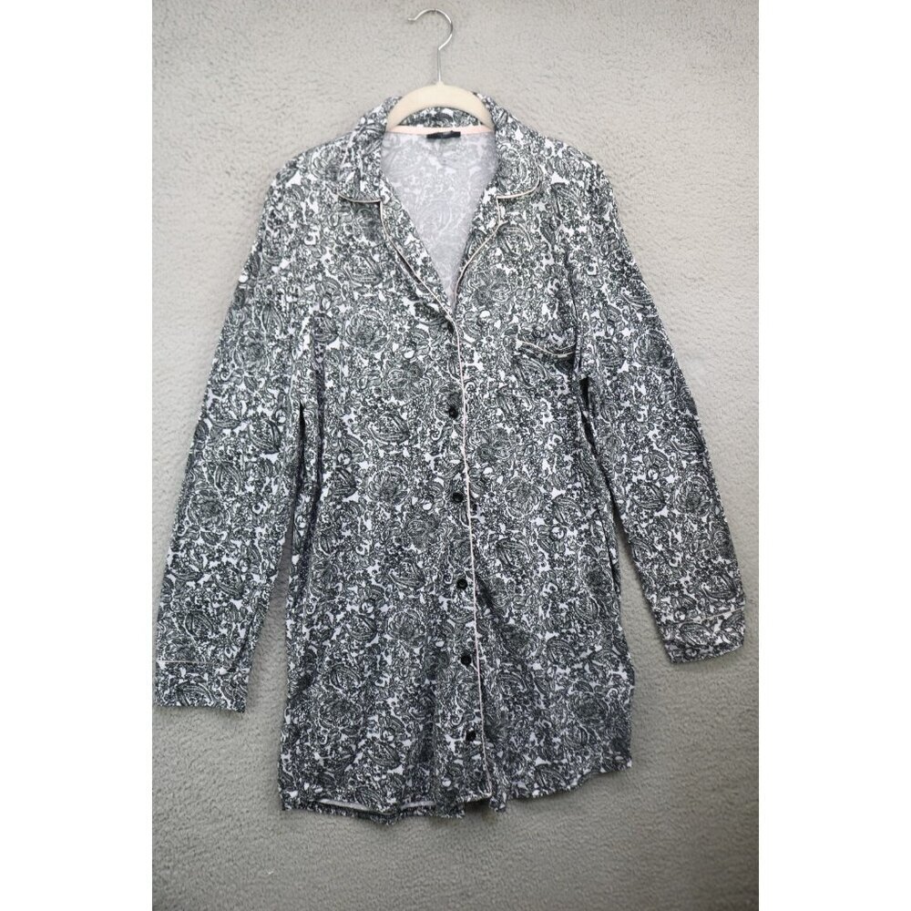 Tahari Button-Up Flannel Sheepshirt-Large-Paisley-Soft